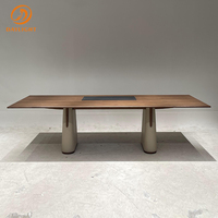 Ensemble de bureau moderne de style nordique de luxe en bois massif pour salle à manger, négociable, avec table à manger en bois