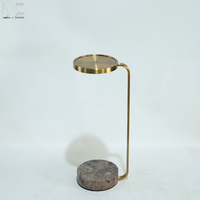 Moderner Luxus-High-End-Service tisch Home Kleiner runder Travertin-Marmorsockel Gold Metall Beistell tisch für Wohnzimmer