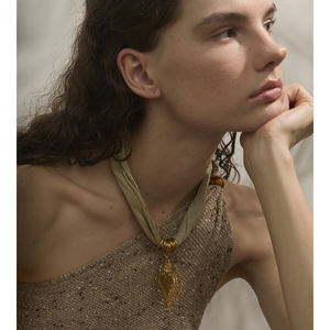 JINYOU 1049 유럽 스타일 스테인레스 스틸 18K 골드 도금 하트 펜던트 보석 목걸이 폴리에스터 목걸이 - Product Image 5