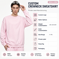 Sweat-shirt à col rond en molleton français lourd 430GSM, streetwear pour jeunes, sans capuche, pull-over pour hommes, étiquette privée personnalisée, fabrication en usine