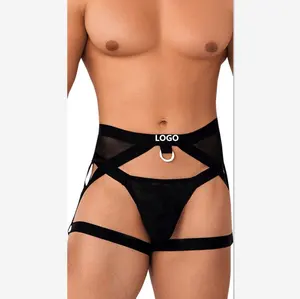 PATON FACTORY CUSTOM Sexy giarrettiera <span class=keywords><strong>Jockstrap</strong></span> nero/rosso Jock-strap Jock biancheria intima giarrettiera cinture per uomo - Product Image 1