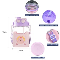 Botol air plastik anak dengan sedotan, botol air minum motif lucu