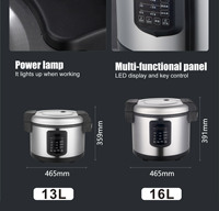 Autocuiseur Électrique Commercial Grande Capacité 13 Litres (10kg) Antiadhésif en Acier Inoxydable pour Riz, Soupe et Porridge