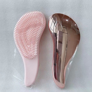 Cepillo de belleza de salón electrochapado rosa de moda para desenredador de cabello húmedo y seco para mujeres y niñas - Product Image 2