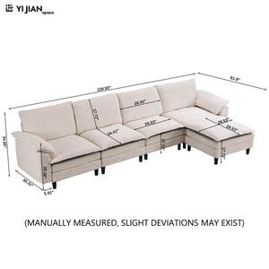Sofás Modulares Minimalistas Modernos para Sala de Estar de <span class=keywords><strong>2</strong></span>, <span class=keywords><strong>3</strong></span> y 4 Plazas con Otomanas - Product Image 4