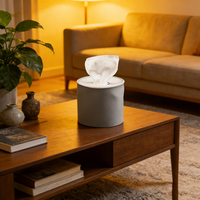 Boîte à mouchoirs cylindrique personnalisée en cuir souple de qualité supérieure, prix d'usine, portable, pour la maison et le bureau