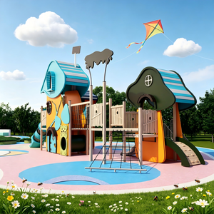 Aire <span class=keywords><strong>de</strong></span> <span class=keywords><strong>jeux</strong></span> champignon d'extérieur non motorisée certifiée CE <span class=keywords><strong>avec</strong></span> plaques en PE, bois anti-corrosion et acier galvanisé pour parcs et centres commerciaux - Product Image 5
