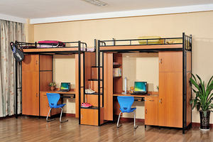 छात्र स्कूल बिस्तर विश्वविद्यालय के लिए सीढ़ियों के साथ अपार्टमेंट फर्नीचर स्टील फ्रेम डबल मचान बिस्तर छात्रावास - Product Image 3