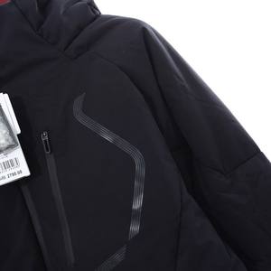 แจ็กเก็ตขนเป็ดสีดำมีฮู้ดสำหรับทุกเพศสไตล์เทคนิคมินิมอลให้ความอบอุ่นในฤดูหนาวรายละเอียดแบบหลวมสะท้อนแสง - Product Image 4