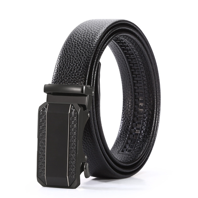 Silver lines [wrapped litchi pattern real belt body]] - 120cm