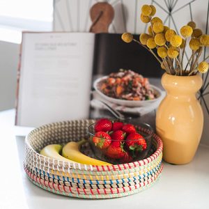 Naturel Herbiers Tissé Panier Ronde Plateau de service Panier Tissé À La Main Du Vietnam - Product Image 4