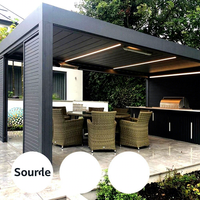 Gazebo d'extérieur autoportant en aluminium avec structure en aluminium mat foncé et système de toit à persiennes réglables pour terrasses et espaces extérieurs