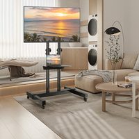 Chariot TV mobile robuste en acier allié pour téléviseurs de 24 à 65 pouces, réglable en hauteur, avec roues verrouillables, étagère multimédia et gestion des câbles