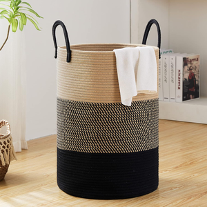 58L Large Woven Boho Storage Basket with Tall Cotton Rope Laundry <strong>Hamper</strong> for Organizing Bathroom Blankets Toys Clothes - Product Image 4