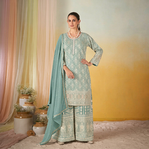 Dhwaja Export Georgette - Costume prêt-à-porter taille unique avec broderie et travail de sequins - Product Image 1