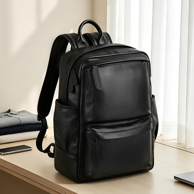 Customizable Genuine Leather Men Backpack Large Capacity High Quality Cowhide Casual Laptop Bag Versatile Men Shoulder Backpack