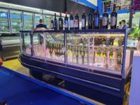 Vitrine réfrigérée sur mesure en acier inoxydable avec porte coulissante en verre pour supermarché commercial, viande et fromage