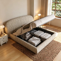 Base de Cama King-Size Moderna y Minimalista con Espacio de Almacenamiento, Estructura Duradera de Roble Importado, Estilo Simple y Lujoso para Hotel