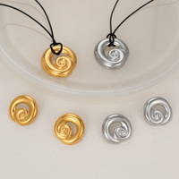NOUVEAU VINTAGE SWIRL PENDENTIF NOIR CORDE CHAÎNE COLLIER BOUCLES D'OREILLES ENSEMBLE Dazan 2025 18k Plaqué Or Acier Inoxydable Lady Layered Jewelry