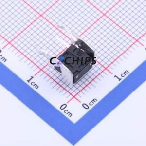 TS-1093C-A5B2-D1 Tactile Switch Bent Lead Through Hole-4P,6x6mm Single Pole Single Throw Round Button 1.8N Right Angle Insert - Product Image 2