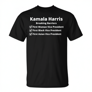 T-shirt Kamala Harris Breaking Barriers noir pour homme, col rond, manches courtes, chemise promotionnelle - Product Image 3