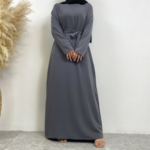 6597# Latest Popular Simplicity Classic Design Small Sleeves With Side <b>Pockets</b> With Back Zipper Versatile Daily Muslim Dress - Product Image 4