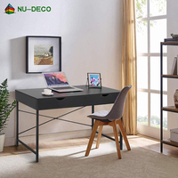 Bureau moderne en bois et métal noir pour la maison et le bureau avec 2 tiroirs Montage facile Mobilier de table d'étude élégant