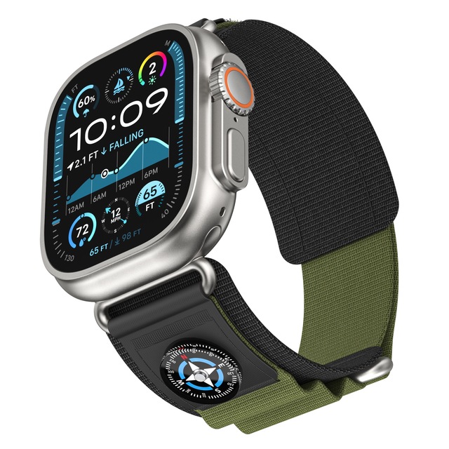 Compass Nylon Loop Watch Strap for Apple Watch Ultra 2 Band 49mm for Iwatch Series 10 9 8 41mm 42mm 46mm 49mm
