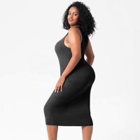 Robe longue décontractée tricotée sans manches pour femme, taille 3XL personnalisée, ample, douce, côtelée, sans couture, pour le fitness