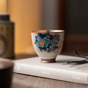 Guanlan Ru Kiln Master Cup Ceramic <b>Teacup</b> High-Footed Round Simple Design For Afternoon Tea - Product Image 4
