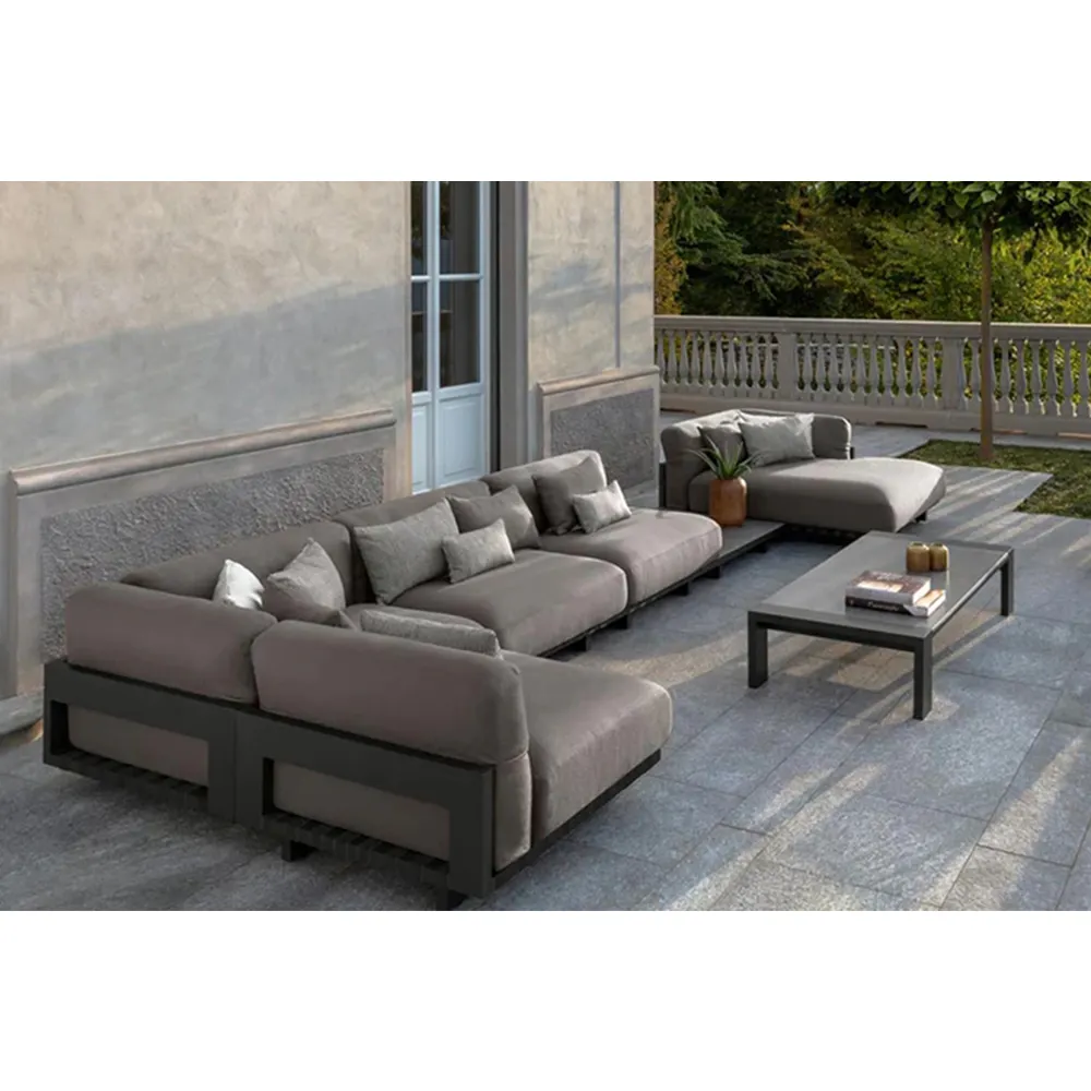 Luxury hotel outdoor furniture modular sofa sets outside furniture for patio aluminium garden furniture black