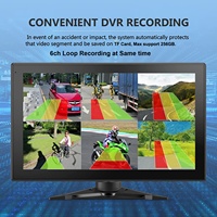 Moniteur DVR BSD 6 canaux PWAS avec écran tactile 10,1 pouces, 6 caméras de recul AHD 1080P, alarme sonore et lumineuse, 12-36V pour camion-citerne