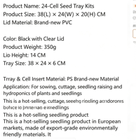 Kit de démarrage de semis 24 cellules avec dôme d'humidification extra haut et plateau de base, station de germination réutilisable pour la propagation en intérieur