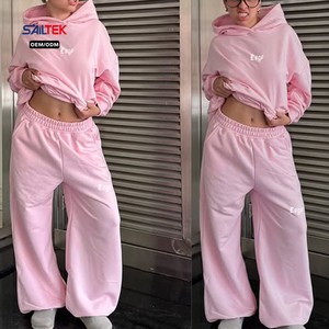 Conjunto de Sudadera Holgada de Forro Polar y Pantalones Anchos Personalizados para Fabricantes de Ropa - Chándal <span class=keywords><strong>Oversize</strong></span> Casual Urbano para <span class=keywords><strong>Mujer</strong></span> - Product Image 6