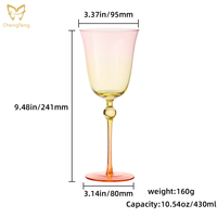 Verres à vin colorés 430 ml, gobelets à pied dégradé Ombre, verres à champagne mats givrés effet coucher de soleil pour bar, mariage, fête