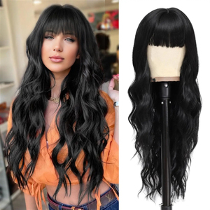 Perruques les plus vendues - Perruques complètes résistantes à la chaleur pour femmes - Franges soignées - <span class=keywords><strong>Cheveux</strong></span> longs bouclés - Perruques longues bouclées à grandes ondulations - Product Image 2