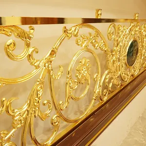 Outdoor Balustrades Handrails Luxury Villa Indoor Staircase Decorative Brass Material Gold Plated Stair Railings