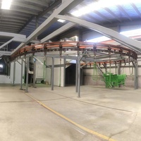 Ligne de production de peinture en poudre pour grandes pièces métalliques avec four de cuisson, cabines de pulvérisation, machine de sablage, moteur et convoyeur gratuit