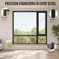 Schlanke Aluminiumfenster mit thermischer Trennung, maßgefertigt, staubdichtes Design, langlebiger Aluminiumrahmen für amerikanische Villen