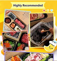 Ensemble de boîte à bento avec gril à charbon pliable en acier inoxydable thermolaqué, portable, avec dispositif de sécurité flamme et logo personnalisé