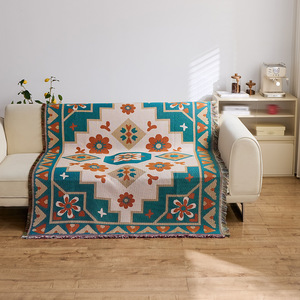 <b>Sofa</b> Cover Jacquard Floral Pattern Polyester Cotton Hand Washable Mediterranean Style <b>Slipcover</b> Custom Fit All Seasons - Product Image 3