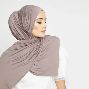 P-Healthy Women High Quality Shawl Stretch Soft Plain Hijabs Luxury Premium Jersey Scarves