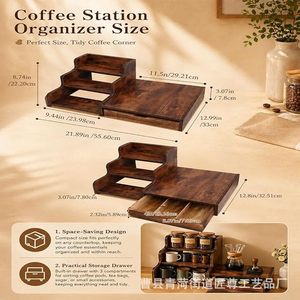 Estante de almacenamiento de cápsulas de café de madera con cajón, organizador de soporte para máquina de café, para almacenamiento de granos de café en el escritorio - Product Image 4