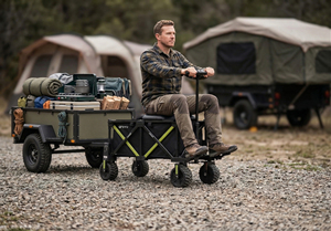 <b>Foldable</b> Electric Camping Wagon 1200W Rideable Cargo <b>Cart</b> with Seat and Solid Rubber Tires - Product Image 4