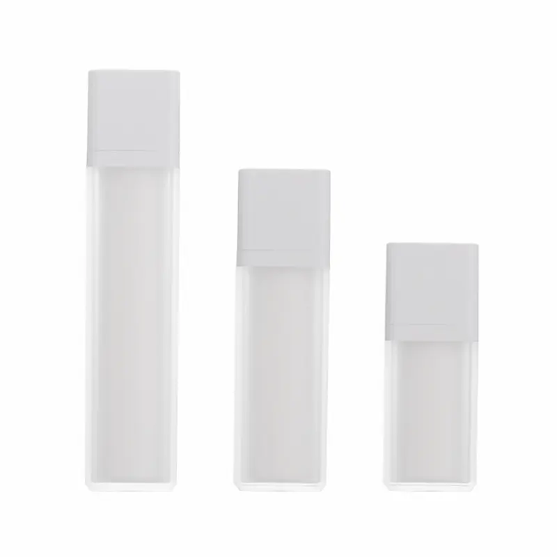 Lozione cosmetica pompa airless bottle15ml 30 ml 50ml quadrato bianco 30 ml corpo bottiglia smerigliato