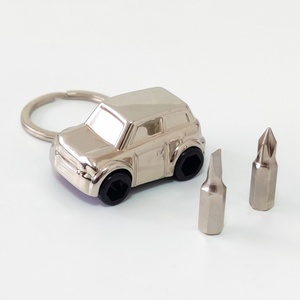 Oneway Wholesale Metal Sublimation <b>Blank</b> Car Shape <b>Key</b> Chain Custom logo Metal Car Keyrings Screwdriver Set Keychains - Product Image 6