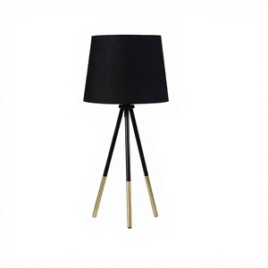 Antique Gold & <b>Black</b> 3-Legs Metal Table Lamp Stone <b>Shade</b> Farmhouse Design for Hotel Bedroom Use High Quality LED Office Lamp - Product Image 1