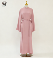 Abaya musulmane personnalisée pour femmes, col montant, couleur unie, manches longues, robe longue modeste, vêtements islamiques de Dubaï, vente en gros OEM