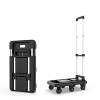 Carrito de mano de plástico plegable, carrito de mano portátil con 6 ruedas