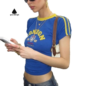 Tùy Chỉnh Đất Nước Bóng Đá Logo Mùa Hè OEM Trọng Lượng Nhẹ Phụ Nữ Crop Top T-Shirt Giản Dị Trống Của Phụ Nữ Cắt Áo Thun Bé Tees - Product Image 3